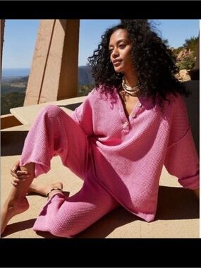 Free People Beach Hailee Sweater Set Pink Sz Small